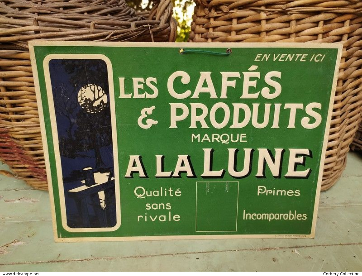 Ancien Carton Publicitaire Les Cafés & Produits Marque A La Lune Calendrier Éphéméride. - Plaques En Carton