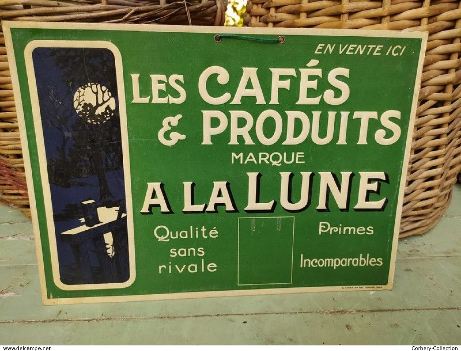 Ancien Carton Publicitaire Les Cafés & Produits Marque A La Lune Calendrier Éphéméride.