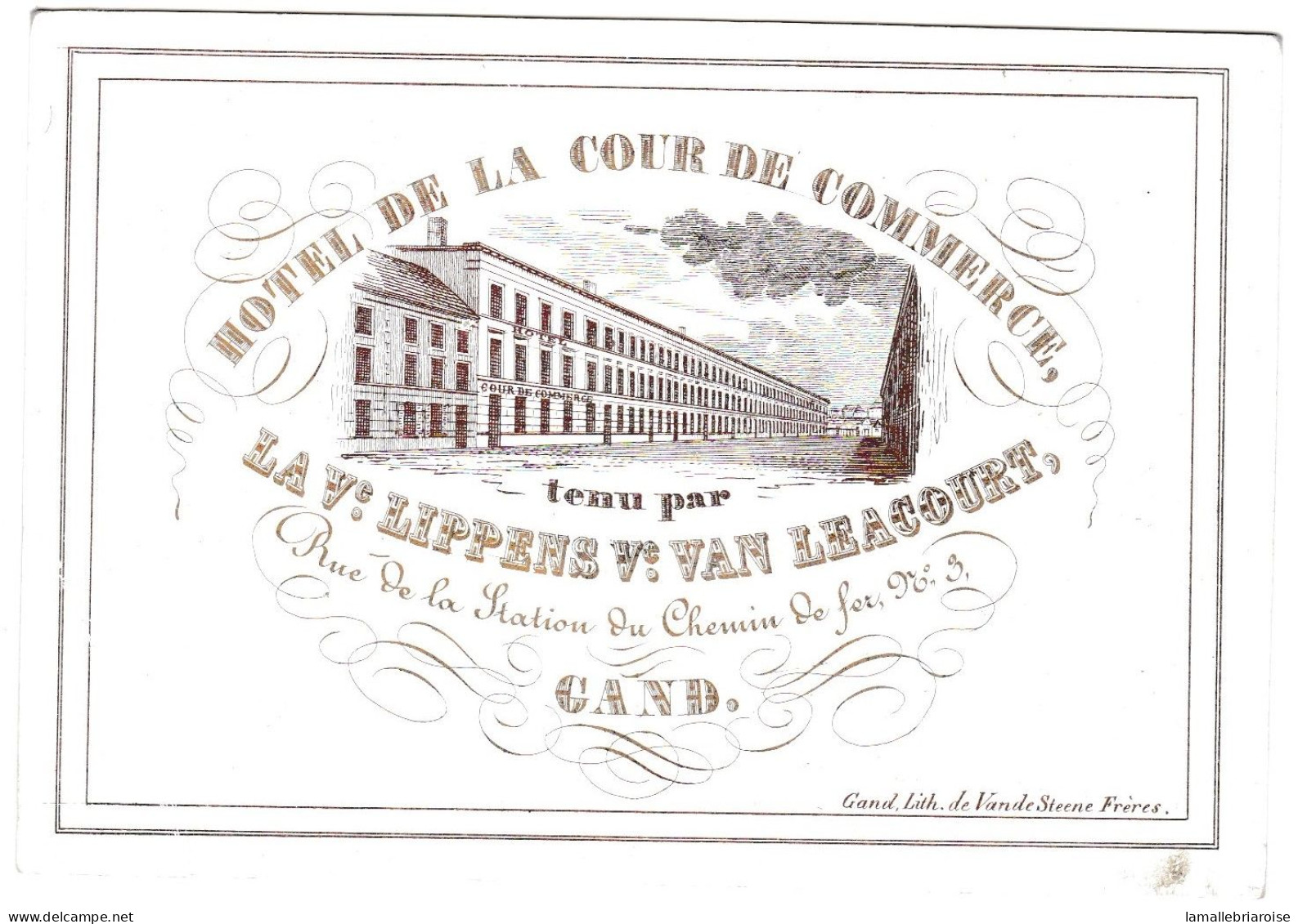 Belgique "Carte Porcelaine" Porseleinkaart, Hotel Du Commerce, Gand, Gent, Dim:120x83mm - Cartes Porcelaine