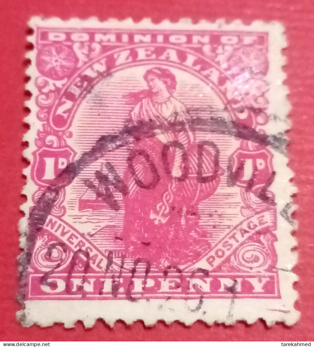 New Zealand 1909, 1 Penny, Universal  - " DOMINION OF NEW ZEALAND" 1P, VF - Usati