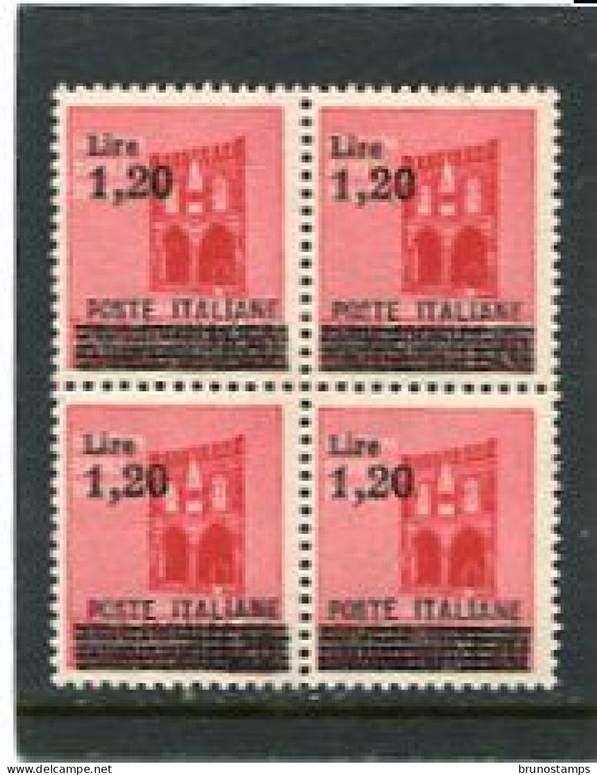 ITALIA - 1945  1.20c  On  20c  OVERPRINTED  BLOCK OF 4  MINT NH - Neufs