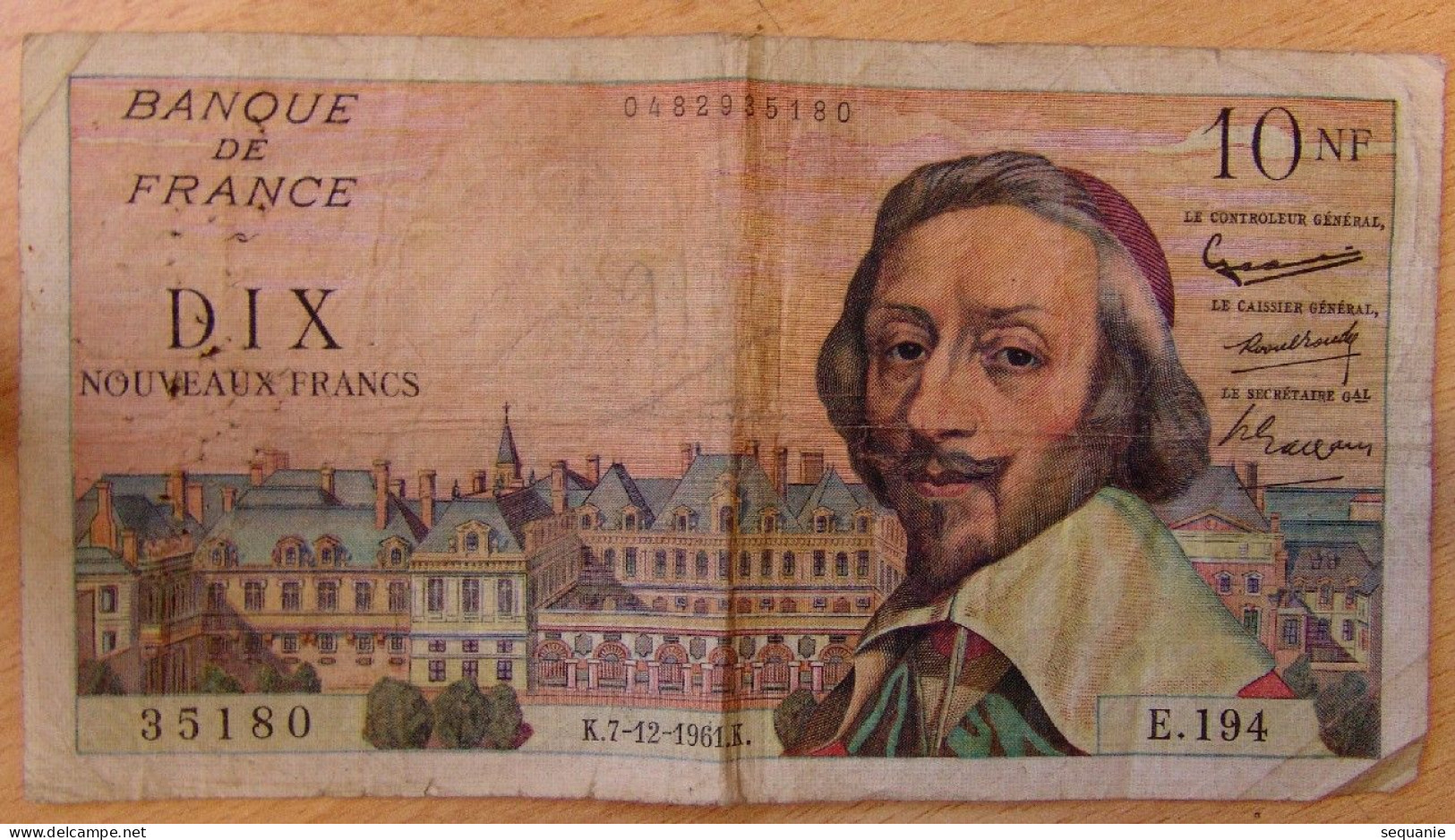 Billet France - 10 Nouveaux Francs Richelieu 7-12-1961 - 10 NF 1959-1963 ''Richelieu''