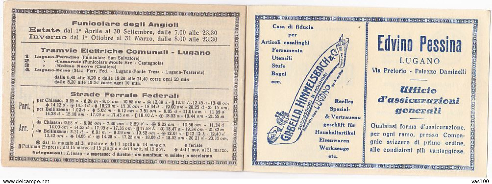 TIMETABLES, ASSOCIATION OF TRANSPORT COMPANIES FROM LUGANO, TRAINS, ITALIAN LANGUAGE, SWITZERLAND - Europa