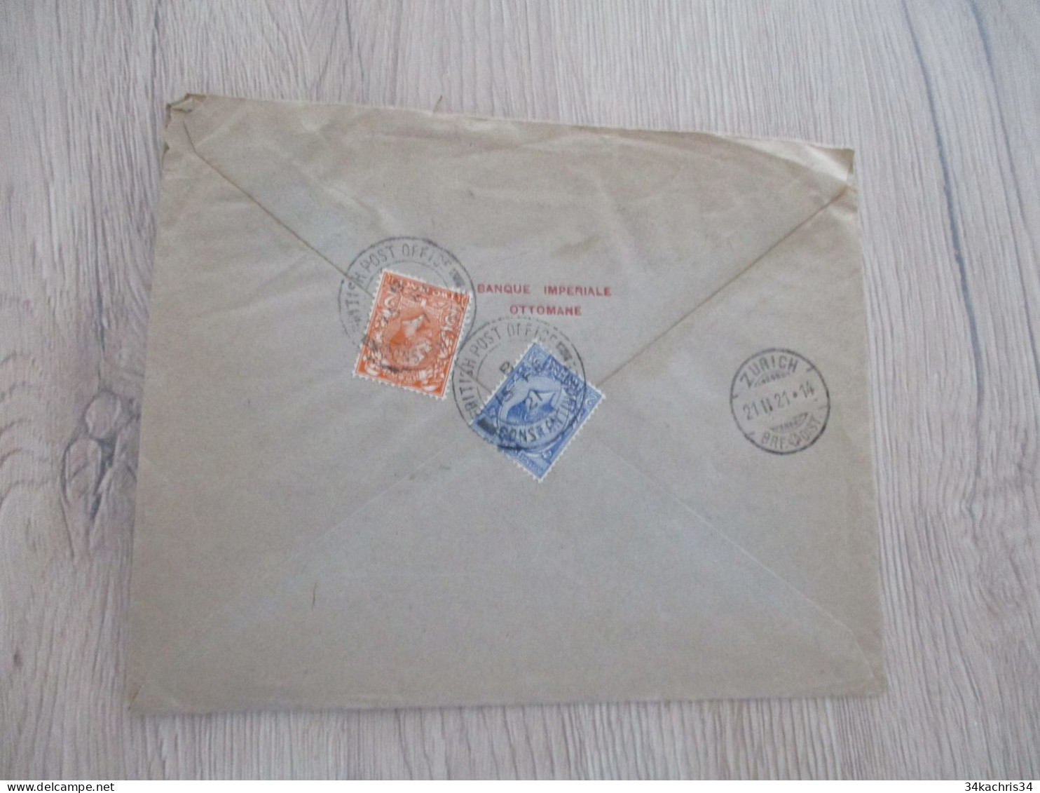 Great Britain Lettre Turquie Constantinople En Recommandé B.P.O. 2 TP Pour Zurich Suisse British Post Office - British Levant