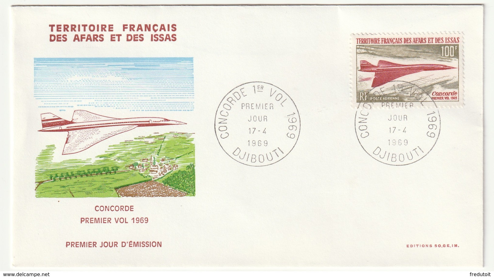 FDC - AFARS Et ISSAS - PA N°60  (1969) Concorde - Brieven En Documenten