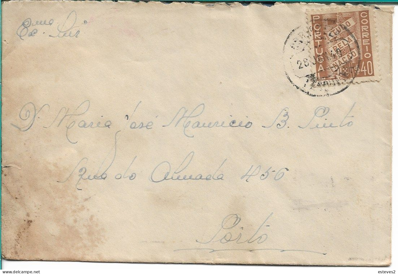 Portugal 1940 , Slogan Postmark POSTAIS ILUSTRADO CTT DIVULGUE AS BELEZAS DE PORTUGAL , Tudo Pela Nação Stamp - Postmark Collection