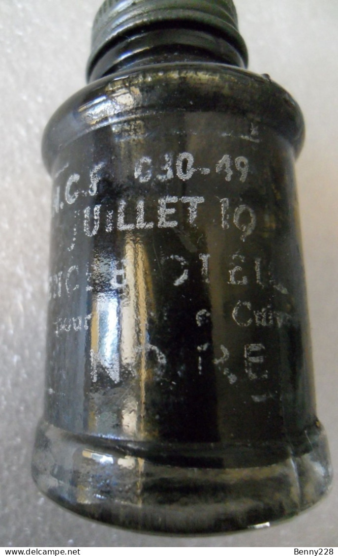 Très Ancien Encrier En Verre De La SNCF Réf. 030-49 Encre Noire - Tintenfässer