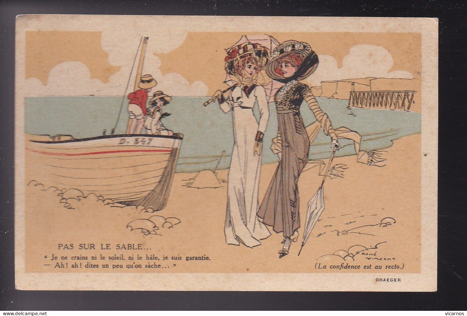 CP ILLUSTRATEUR Pas Sur Le Sable Femmes Mode - Vincent P.