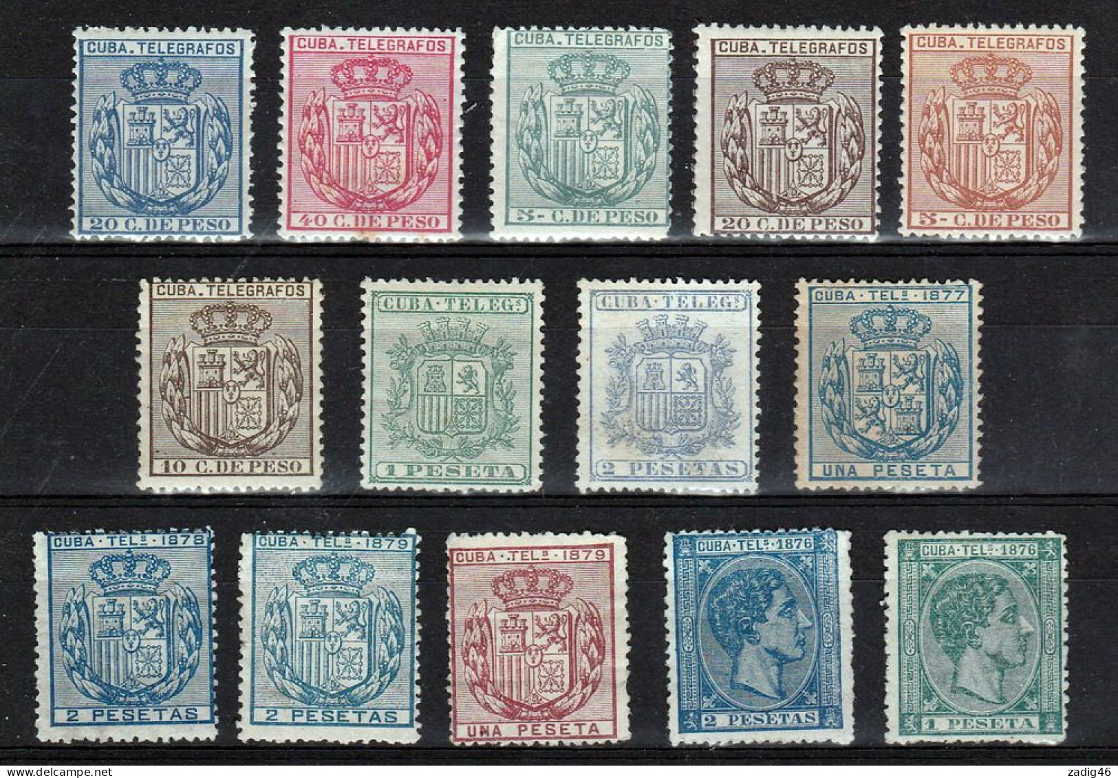 CUBA - PETIT LOT DE 14 TIMBRES TELEGRAPHE - NEUFS SANS GOMME - Telegraphenmarken