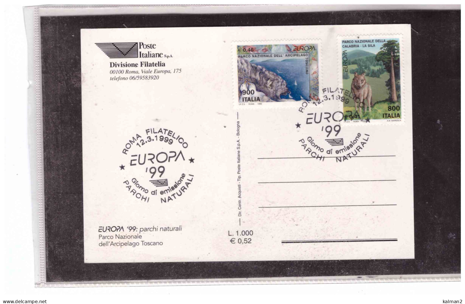 TEM18103  -  ROMA  12.3.1999   /   FDC  "  EUROPA UNITA E  PARCHI NATURALI " - Protection De L'environnement & Climat