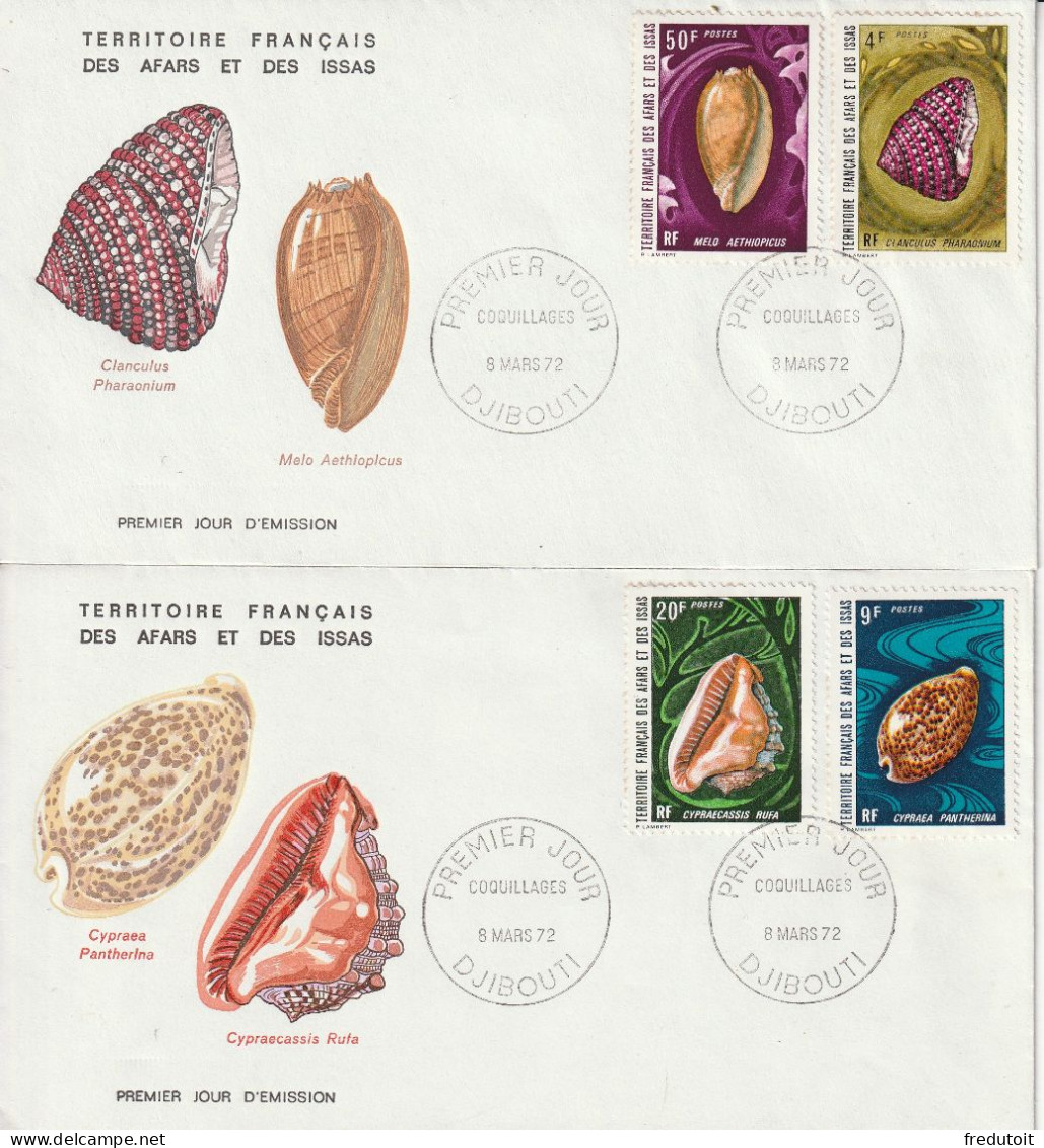 FDC - AFARS ET ISSAS - N°377/80 (1972) Coquillages - Brieven En Documenten