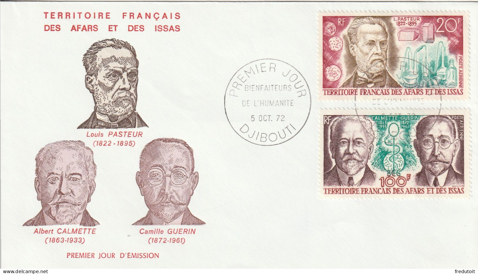 FDC - AFARS ET ISSAS - P.A N°76/7 (1972) Célébrités Médicales - Briefe U. Dokumente