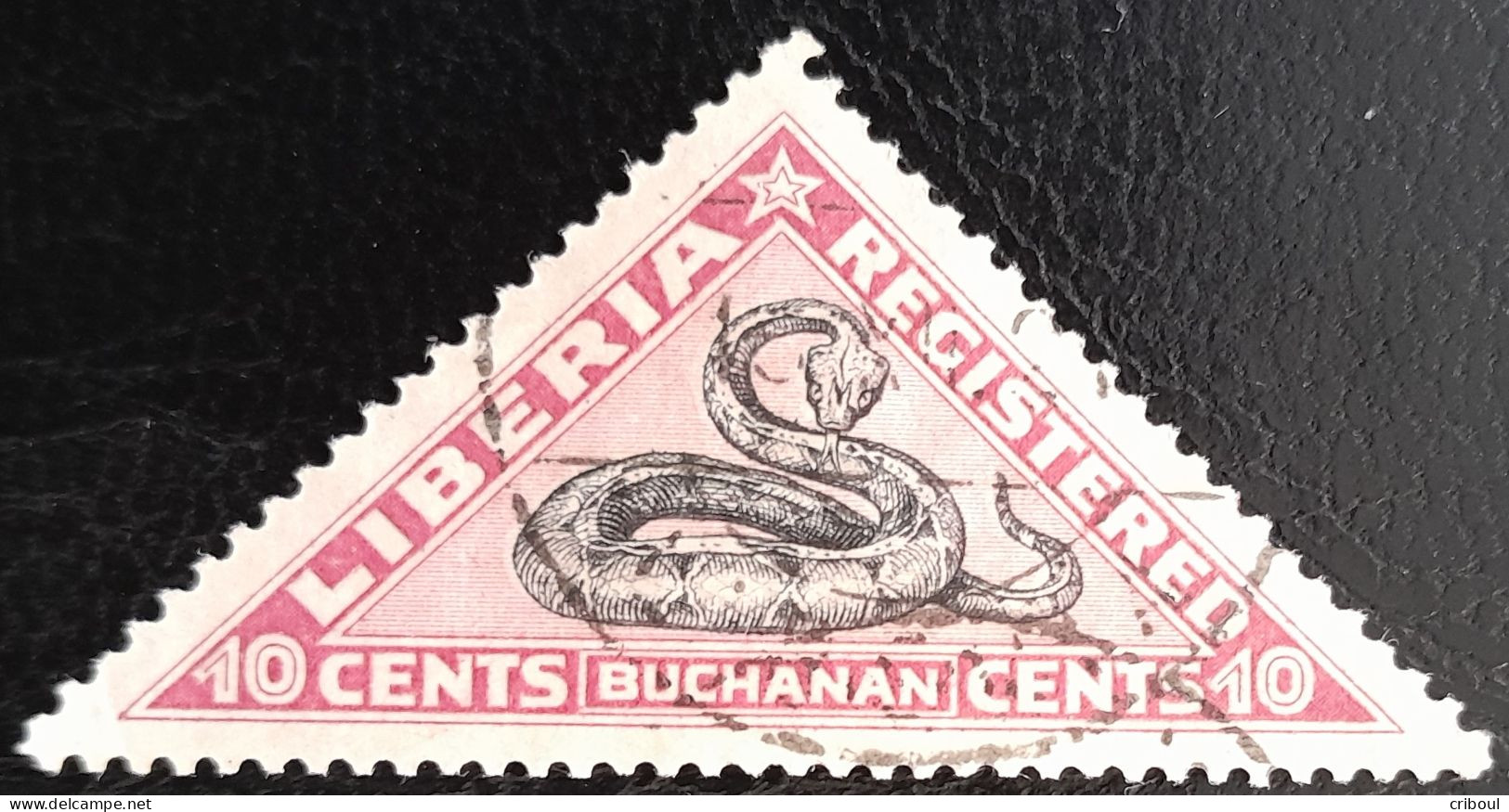 Liberia 1921 Animal Reptile Serpent Snake Vipère Lettre Chargée Registered Stamp Yvert 25 O Used - Serpents
