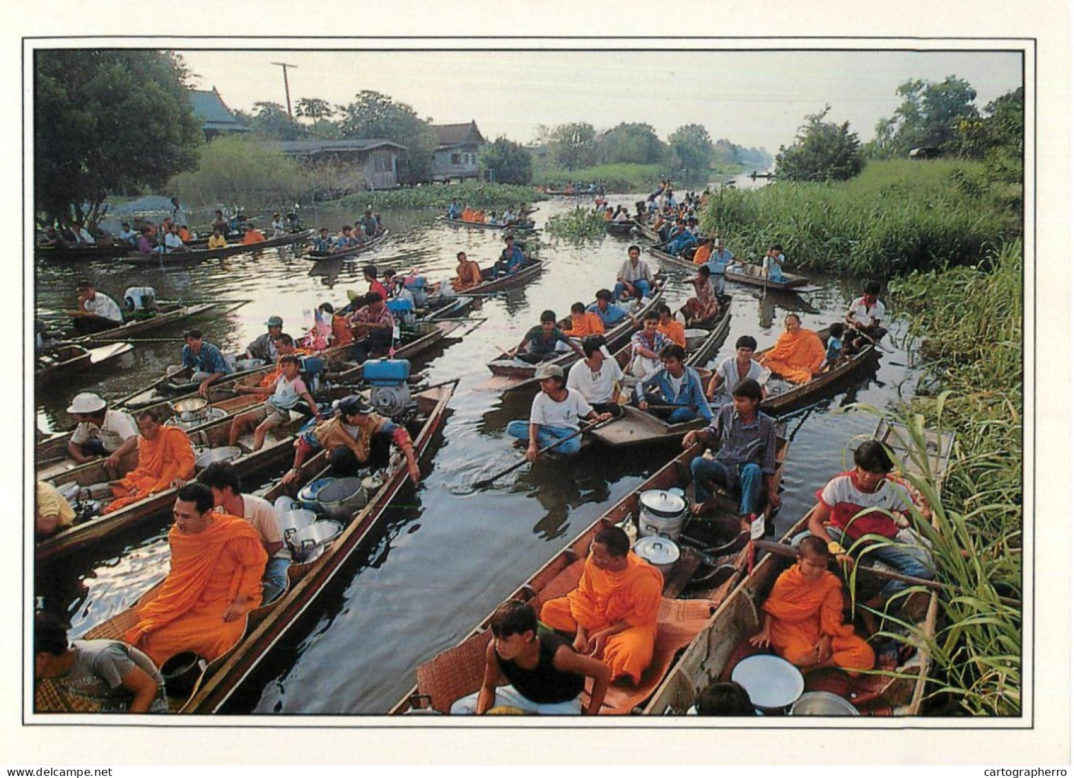 Thailand Central Area Canal Boats Temple Boys Pilgrimage - Thaïlande