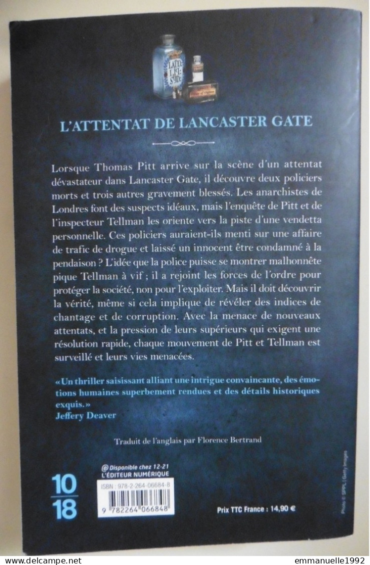 Livre L'attentat De Lancaster Gate D'Anne Perry 2018 Série Thomas Pitt - Edition 10-18 Policier Polar Historique - 10/18 - Bekende Detectives