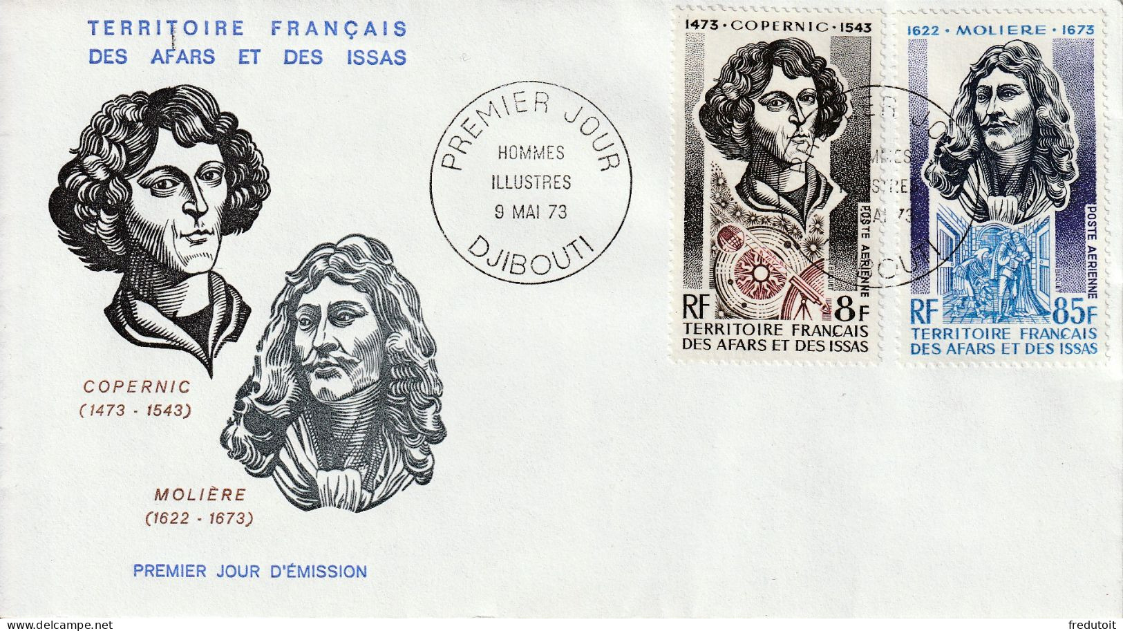 FDC - AFARS ET ISSAS - P.A N°87/8 (1973) Hommes Célèbres - Storia Postale