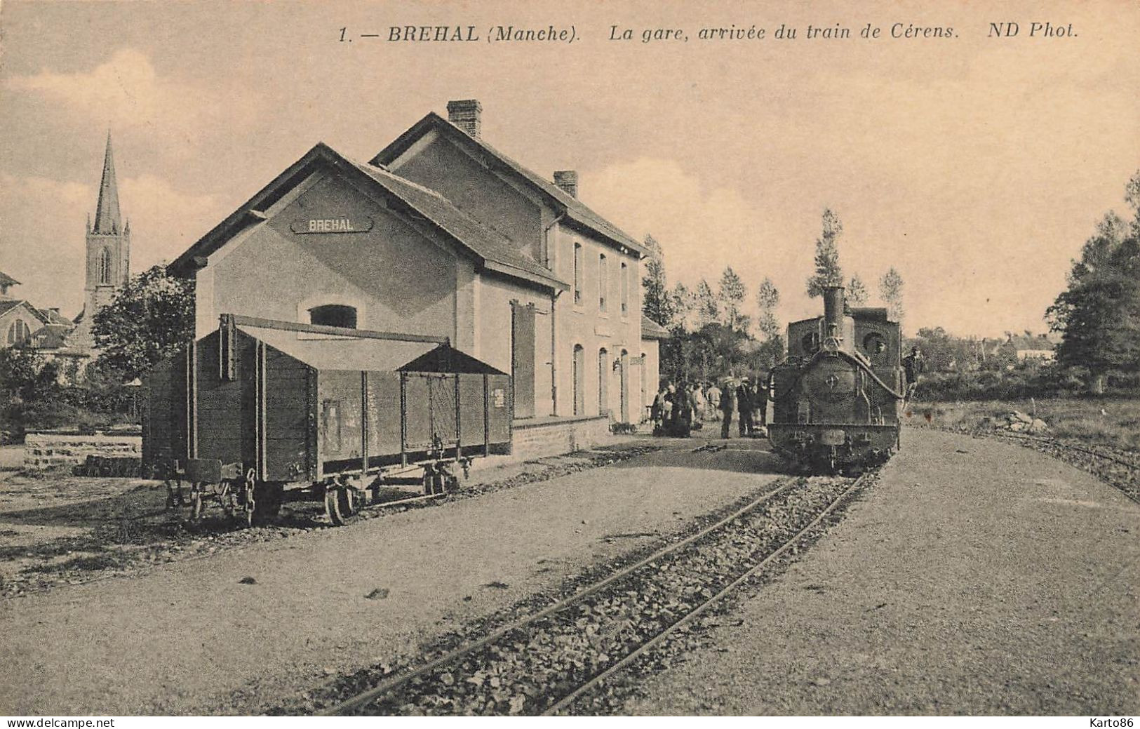 Bréhal * La Gare , Arrivée Du Train De Cérens * Locomotive Machine Ligne Chemin De Fer De La Manche - Brehal