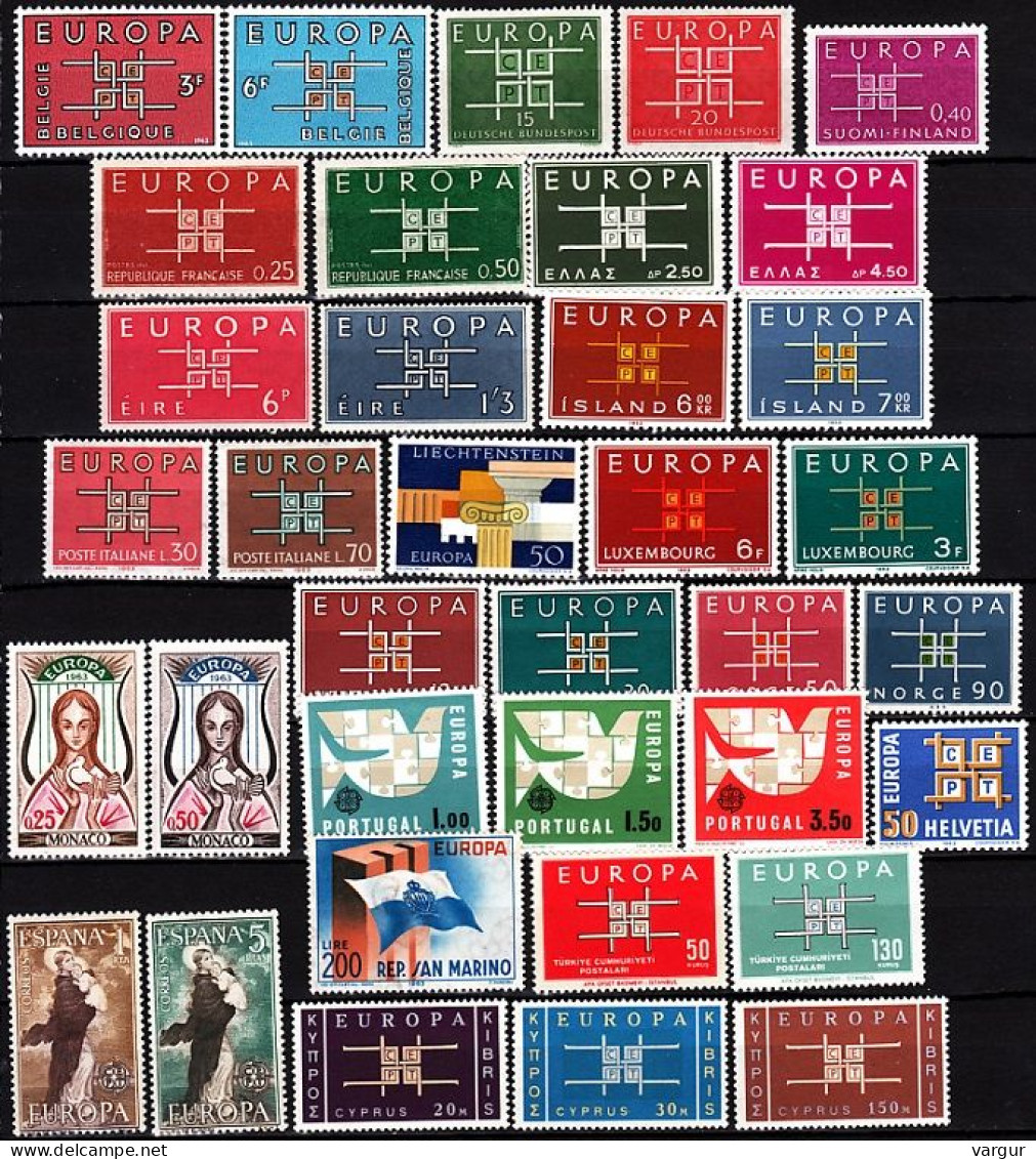 EUROPA CEPT 1963 Complete Collection: 19 Countries, MNH - Full Years