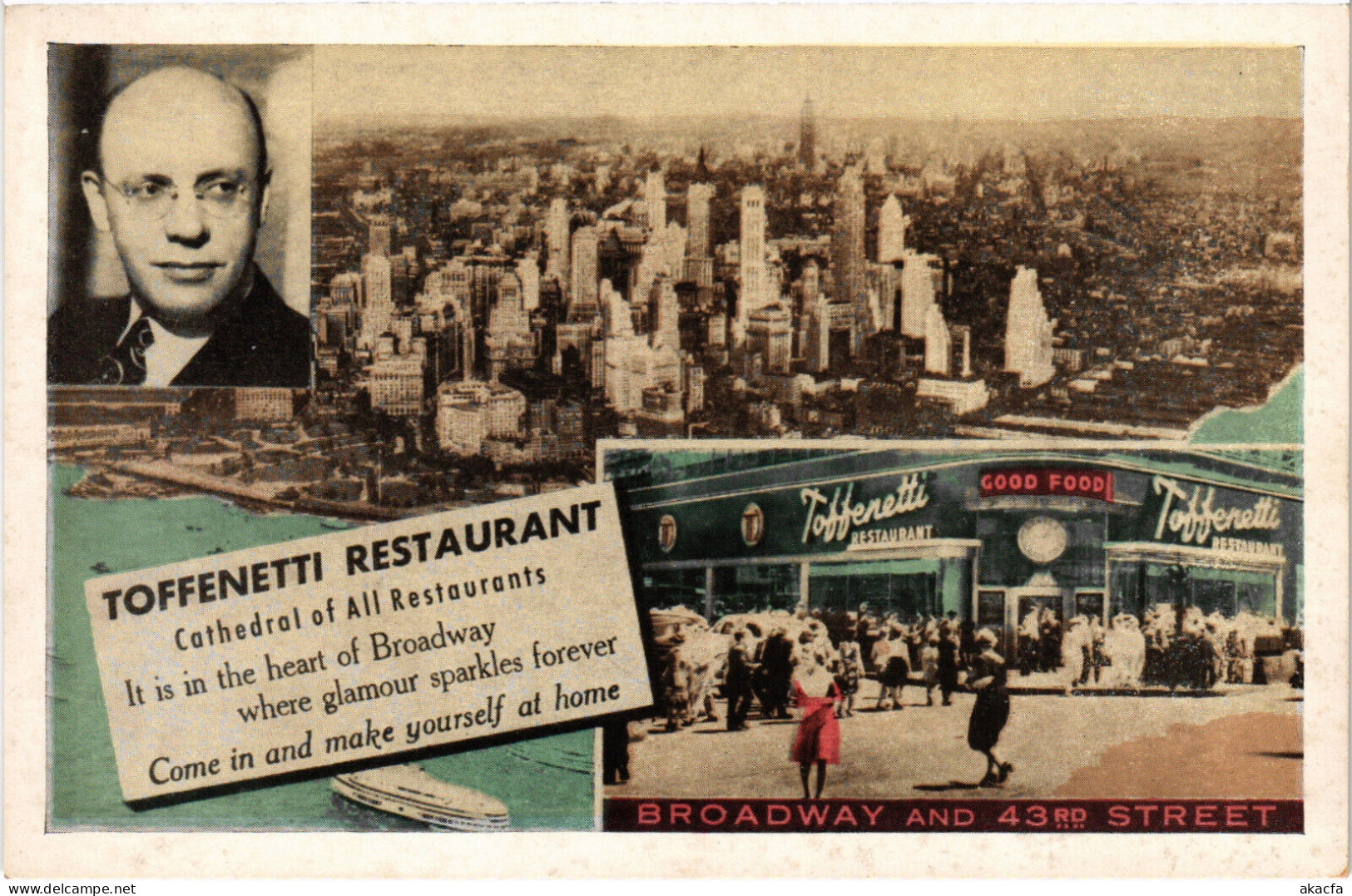 PC US, NY, NEW YORK, TOFFENETTI RESTAURANT, Vintage Postcard (b49517) - Bars, Hotels & Restaurants