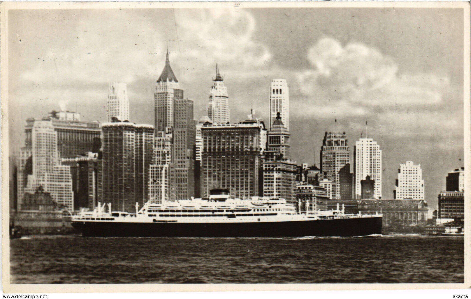 PC US, NY, NEW YORK, MS SATURNIA SHIP, Vintage REAL PHOTO Postcard (b49545) - Trasporti