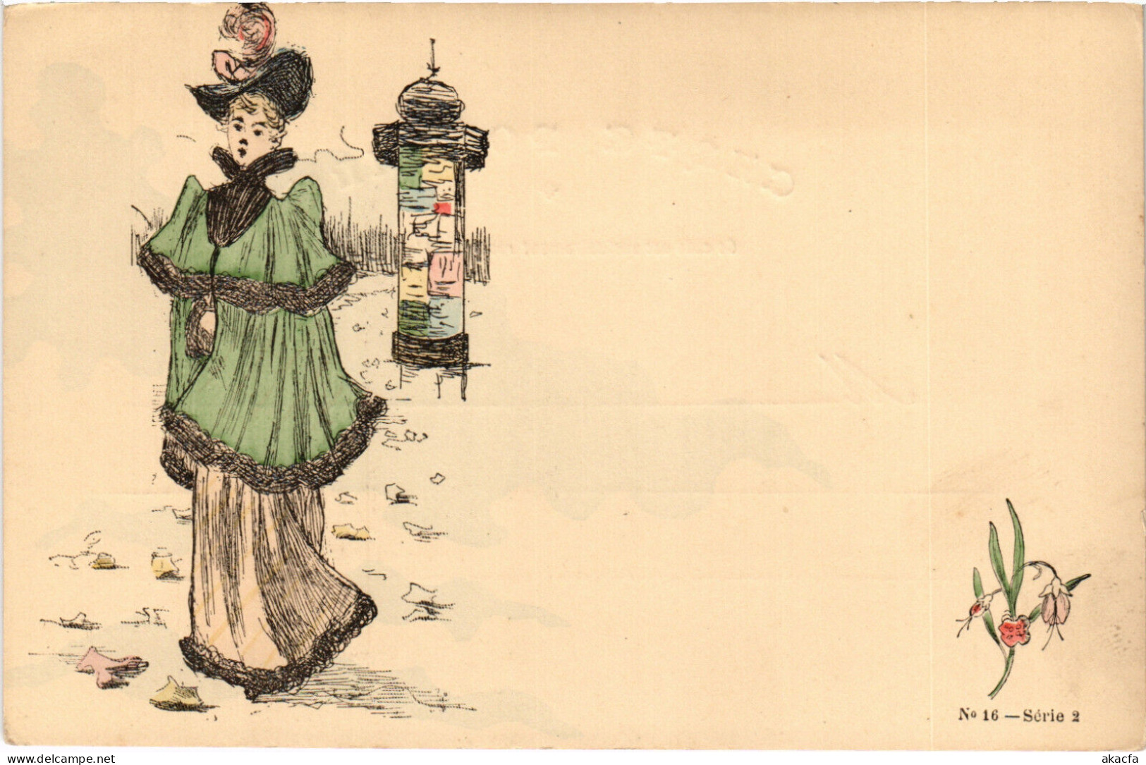 PC ARTIST SIGNED, HENRI BOUTET, ART NOUVEAU, LADY, Vintage Postcard (b49559) - Boutet