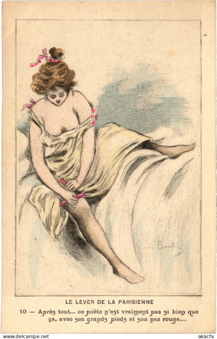 PC ARTIST SIGNED, HENRI BOUTET, ART NOUVEAU, LADY, Vintage Postcard (b49572) - Boutet