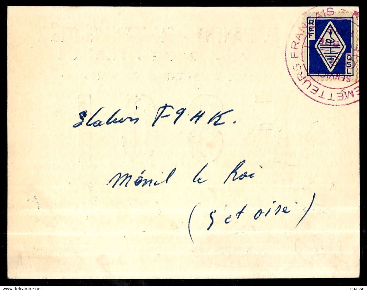 1951 Carte QSL F801 M. Manent 07 St SAINT-MARTIN-L'INFERIEUR Par Meysse Ardèche (vignette Au Dos) - Andere & Zonder Classificatie