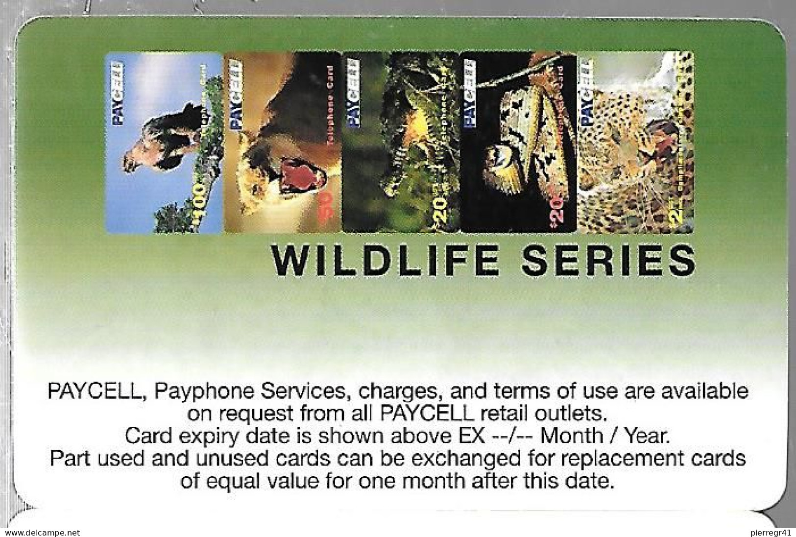 CARTE-PREPAYEE-FACTICE-TURC-PAYCELL-2-LEOPARD-Plastic FIN-TBE - Oerwoud