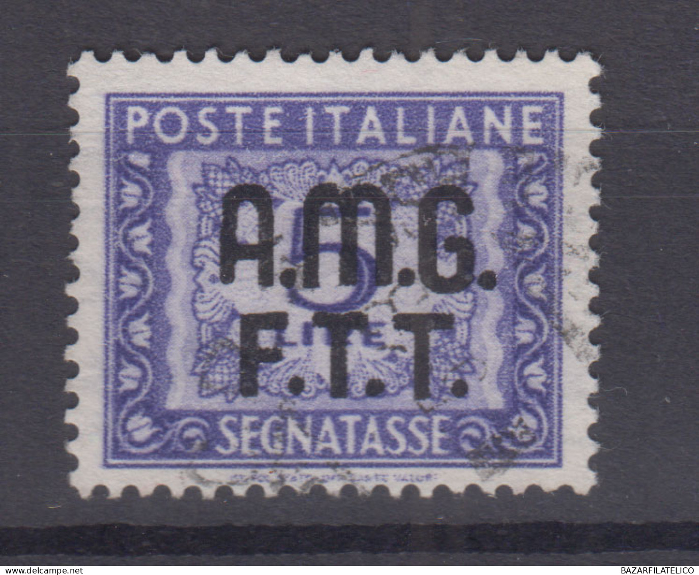 TRIESTE ZONA A 1947-49 SEGNATASSE 5 LIRE VIOLETTO N.9 USATO - Used