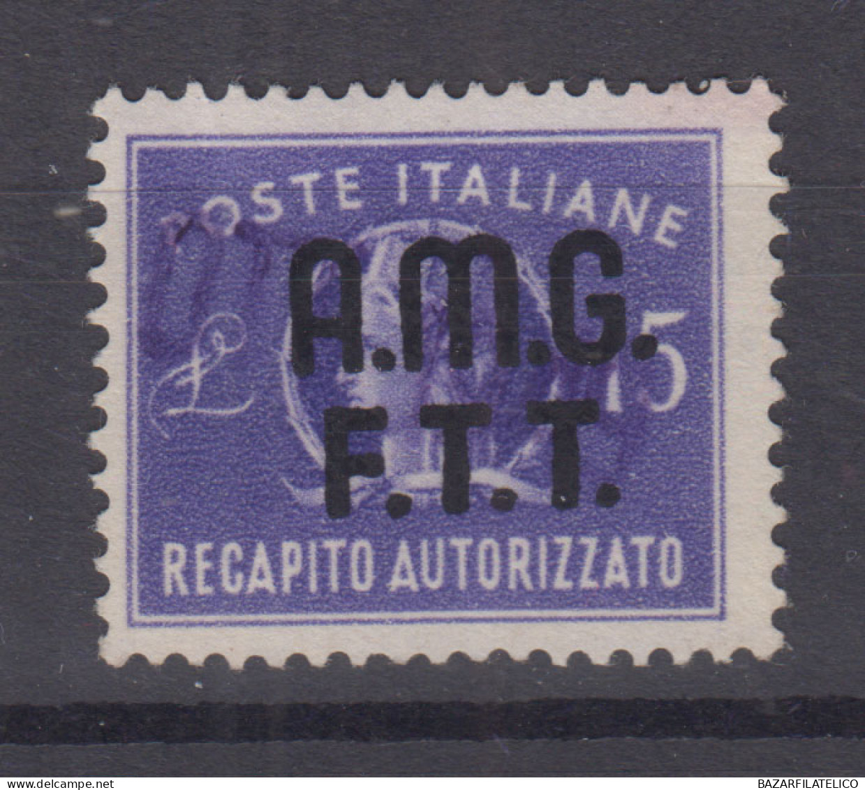 TRIESTE ZONA A 1949 RECAPITO AUTORIZZATO 15 LIRE VIOLETTO N.3 USATO - Afgestempeld