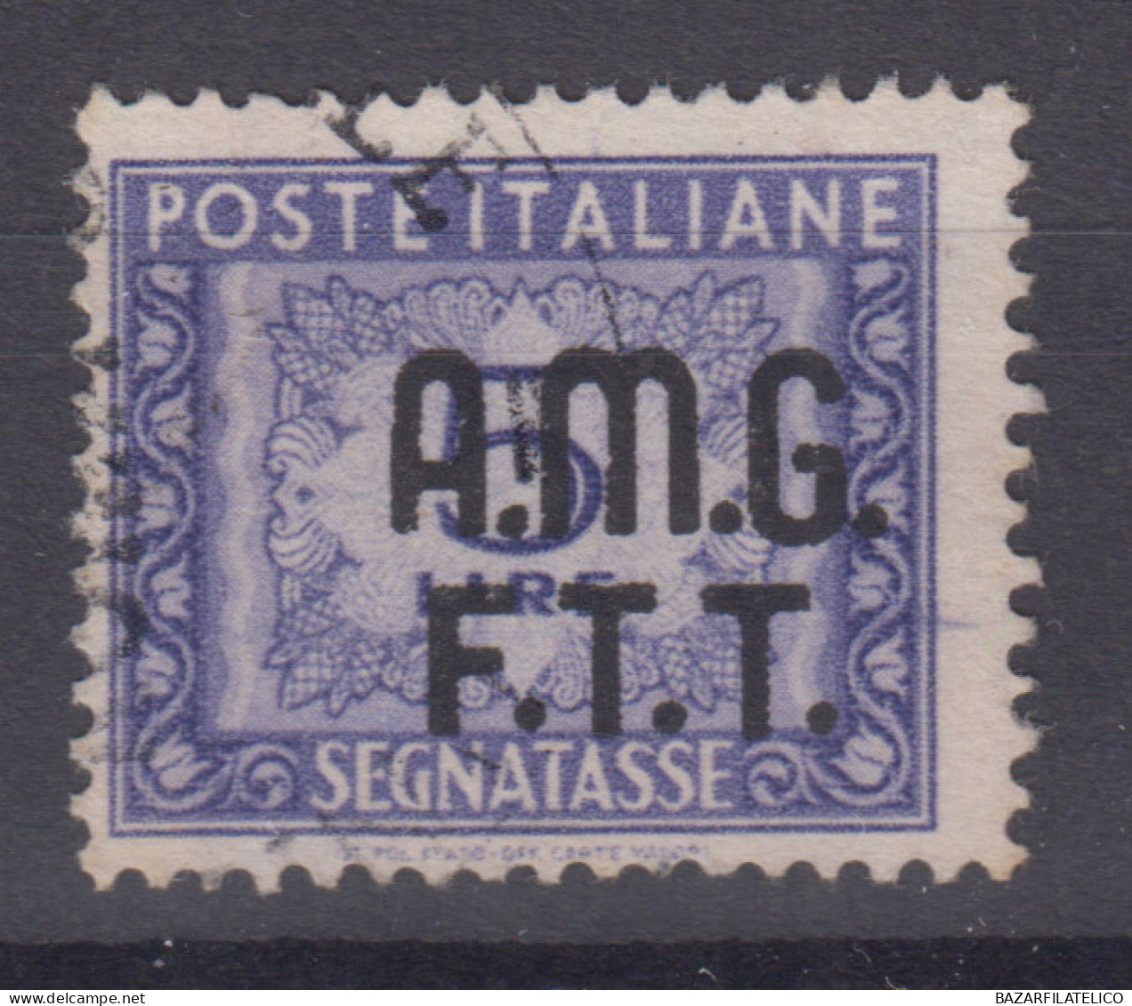 TRIESTE ZONA A 1947-49 SEGNATASSE 5 LIRE VIOLETTO N.9 USATO - Afgestempeld