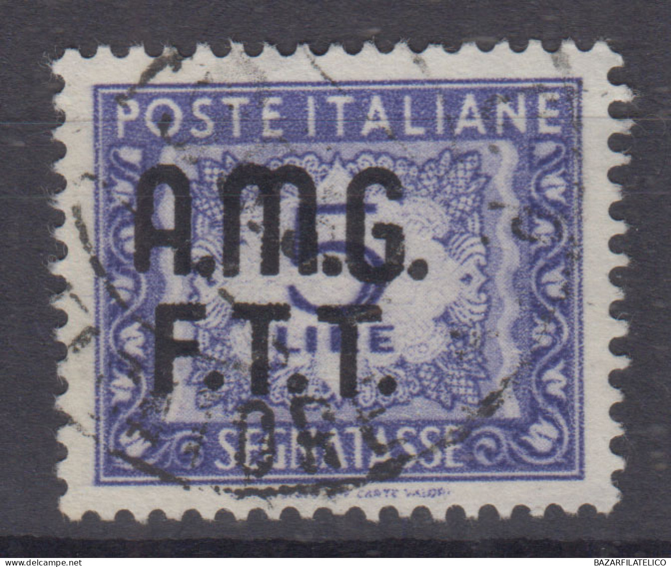 TRIESTE ZONA A 1947-49 SEGNATASSE 5 LIRE VIOLETTO N.9 USATO - Afgestempeld