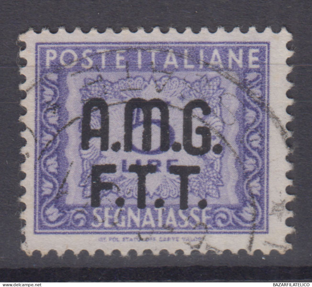 TRIESTE ZONA A 1947-49 SEGNATASSE 5 LIRE VIOLETTO N.9 USATO  - Gebraucht