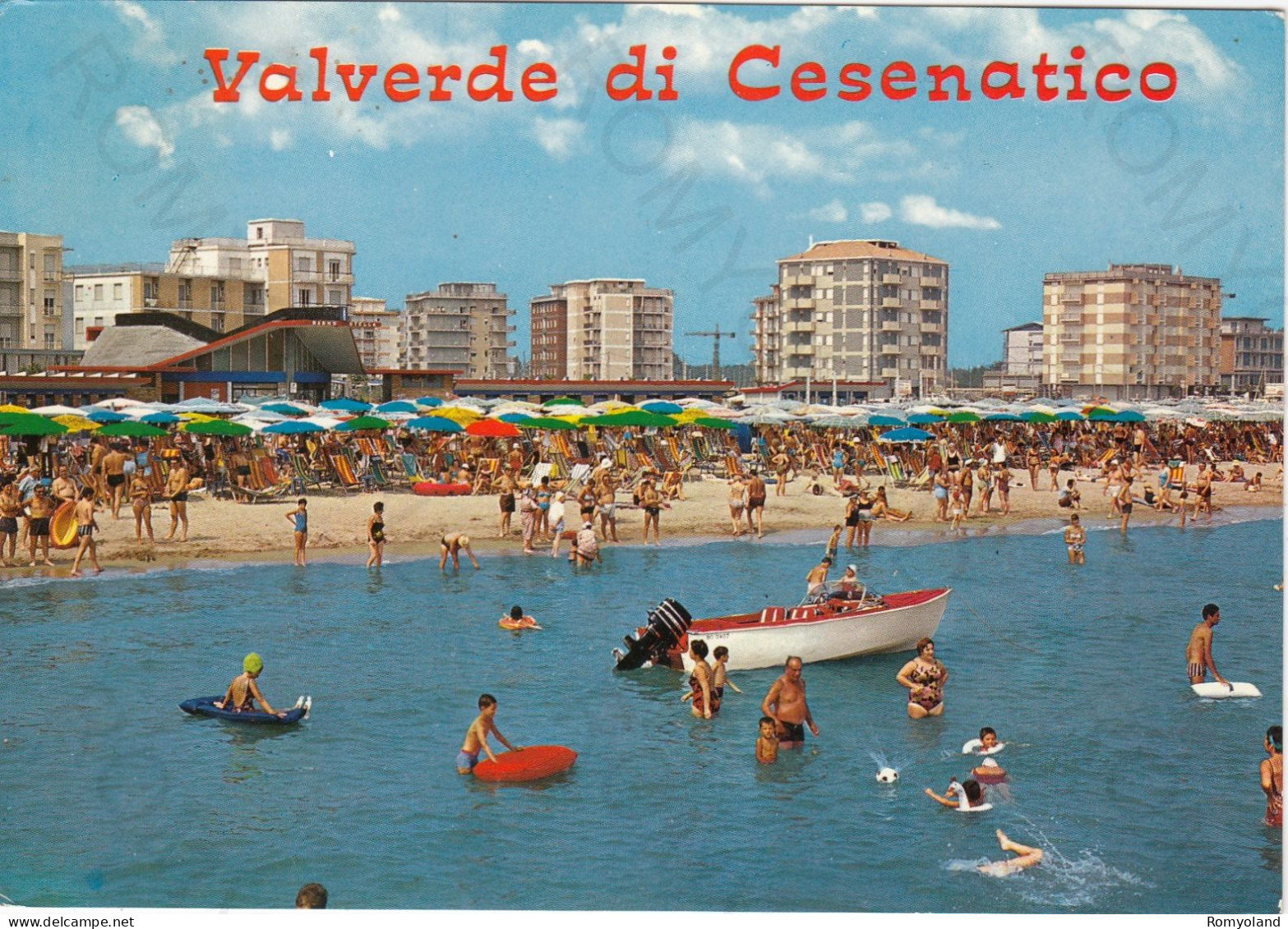 CARTOLINA  VALVERDE DI CESENATICO,CESENA,EMILIA ROMAGNA-ORA DEL BAGNO-SPIAGGIA,ESTATE,LUNGOMARE,VACANZA,VIAGGIATA 1968 - Cesena