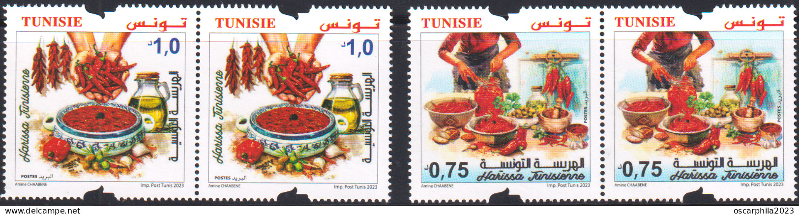 2023.Tunisie - émission N° 11, Harissa Tunisienne - Série Compléte  - En Paire - 4V/  MNH***** - Groenten