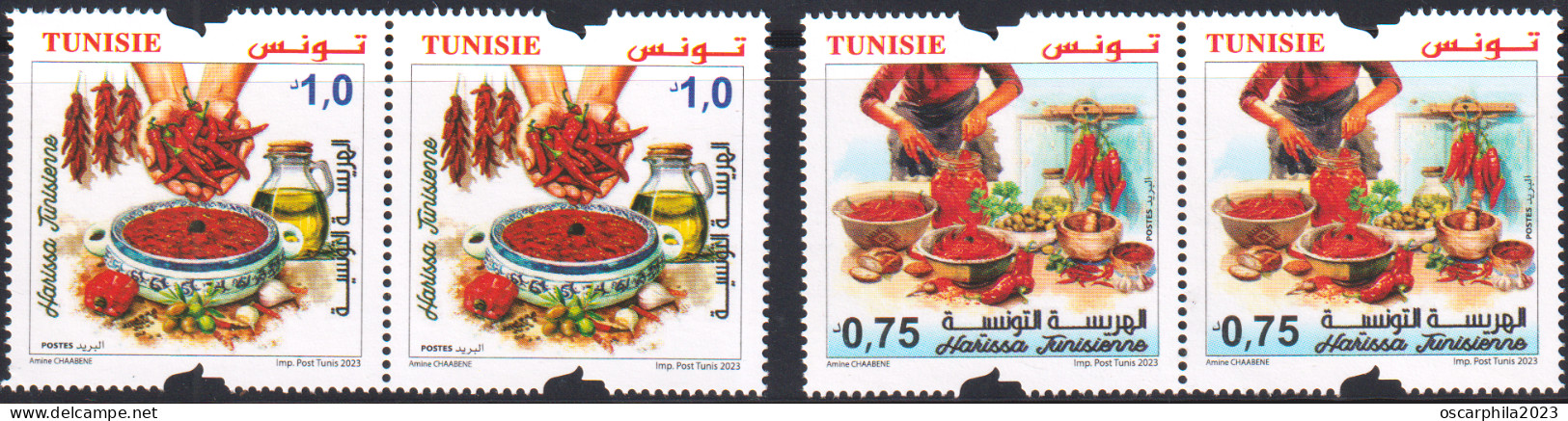 2023.Tunisie - émission N° 11, Harissa Tunisienne - Série Compléte  - En Paire - 4V/  MNH***** - Légumes