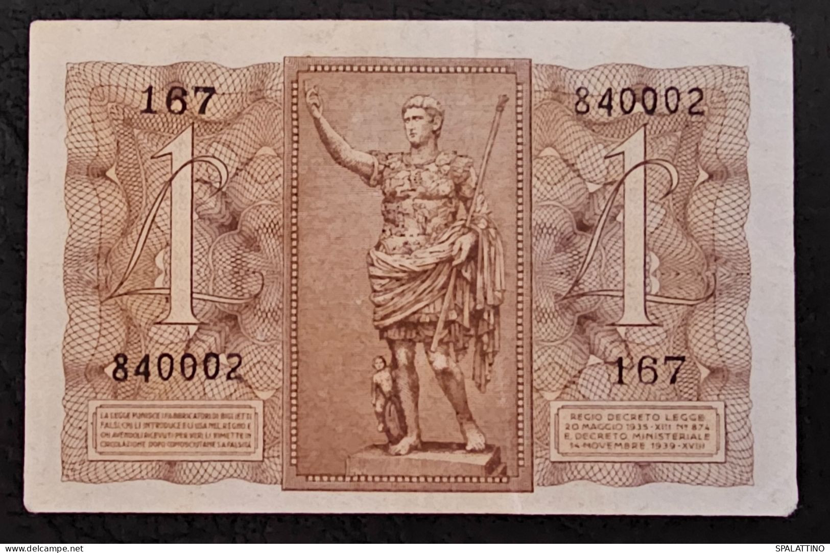 ITALY- 1 LIRA 1939. - Italia – 1 Lira