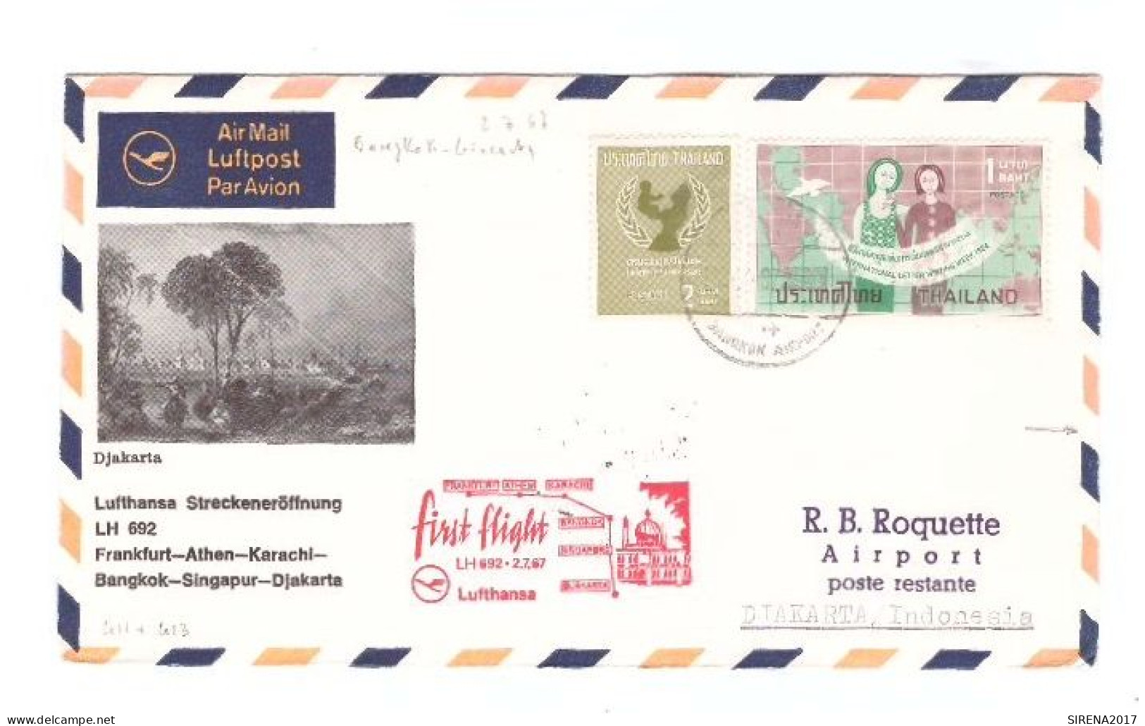 LUFTHANSA - FRANKFURT .........DJAKARTA 1967 - FIRST FLIGHT - Enveloppes Numismatiques