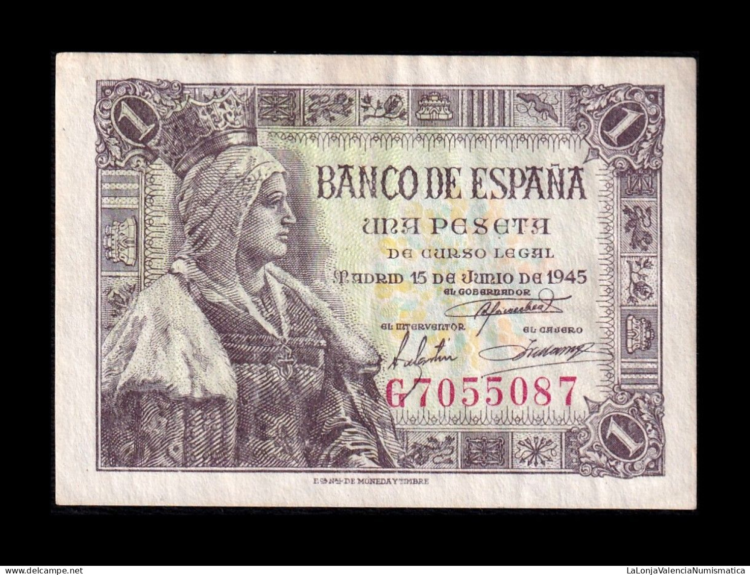 España Spain 1 Peseta Isabel I De Castilla 1945 Pick 128 Serie G Bc/Mbc F/Vf - 1-2 Pesetas