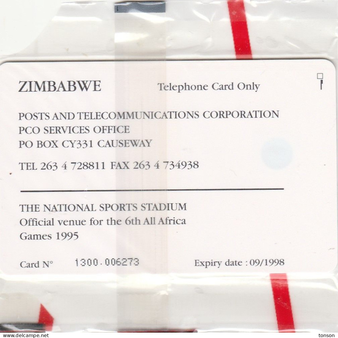 Zimbabwe, ZIM-06, $200, 6th All Africa Games - Stadium, Mint In Blister, 2 Scans. - Zimbabwe