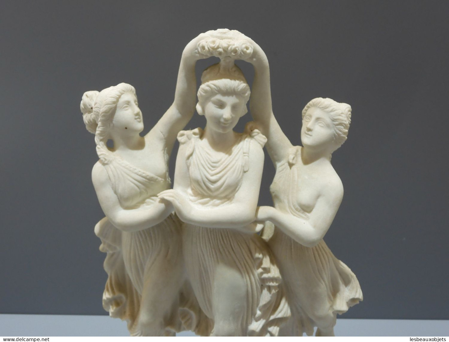 -JOLI SUJET GROUPE De 3 SYLPHIDES NYMPHES PIERRE RECONSTITUEE Collection    E - Stone & Marble