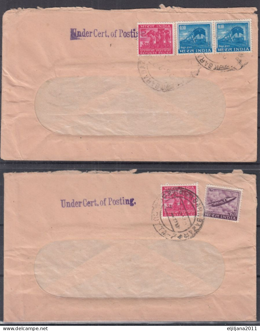 SALE !! 50 % OFF !! ⁕ INDIA ⁕ "Under Cert. Of Posting" ⁕ 2v Old Cover With Window - Lettres & Documents