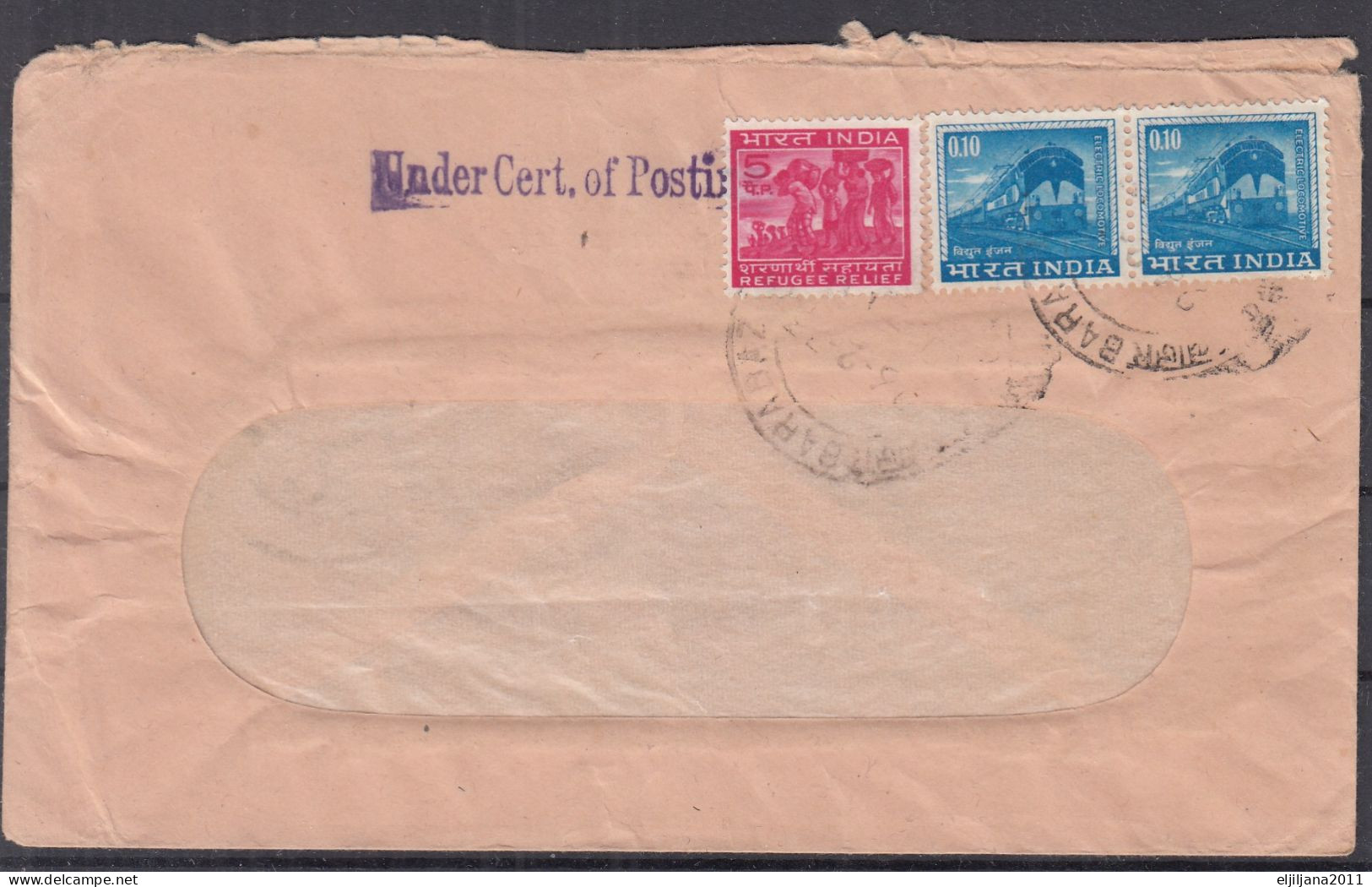 SALE !! 50 % OFF !! ⁕ INDIA ⁕ "Under Cert. Of Posting" ⁕ 2v Old Cover With Window - Lettres & Documents