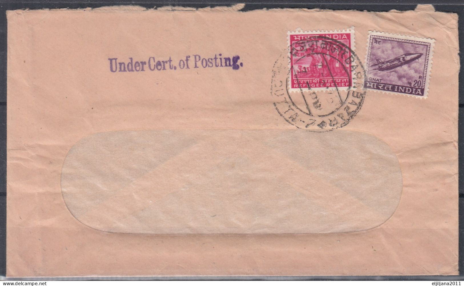 SALE !! 50 % OFF !! ⁕ INDIA ⁕ "Under Cert. Of Posting" ⁕ 2v Old Cover With Window - Cartas & Documentos