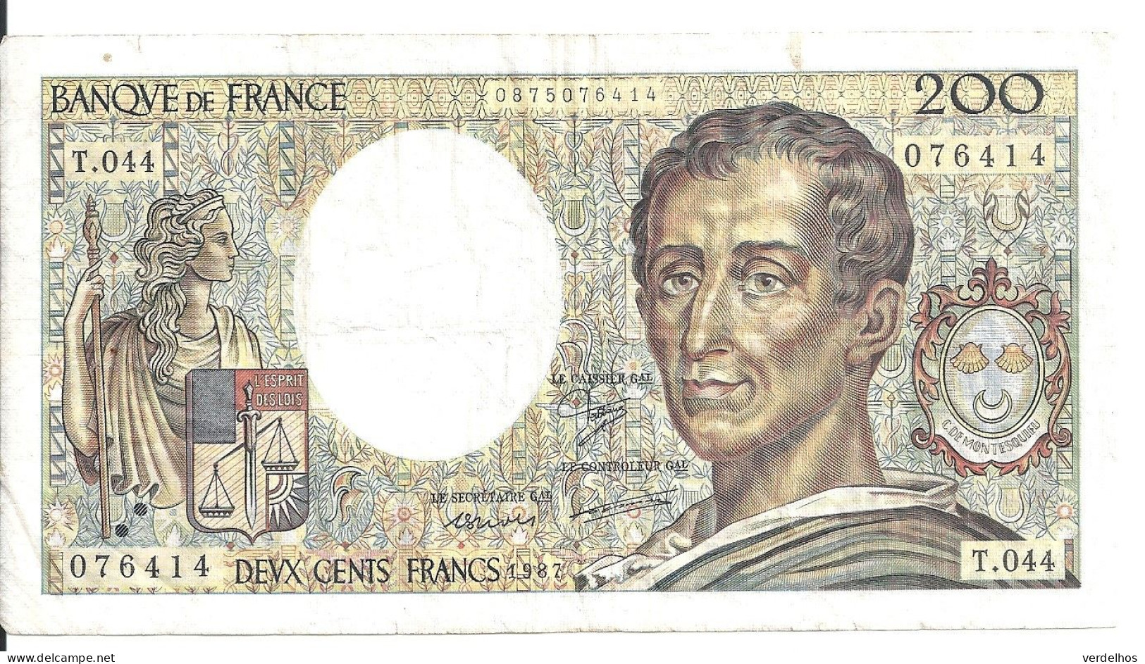 FRANCE 200 FRANCS 1992 VF P 155 E - 200 F 1981-1994 ''Montesquieu''