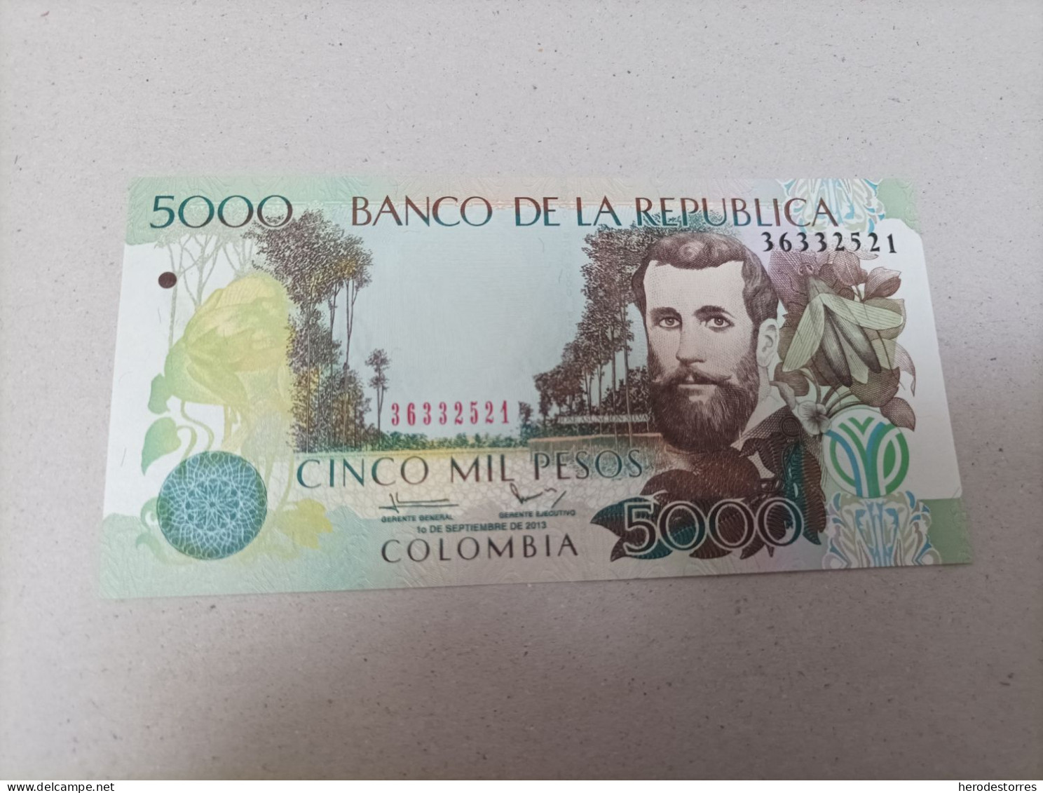 Billete De Colombia De 5000 Pesos Oro, Año 2013, UNC - Colombia