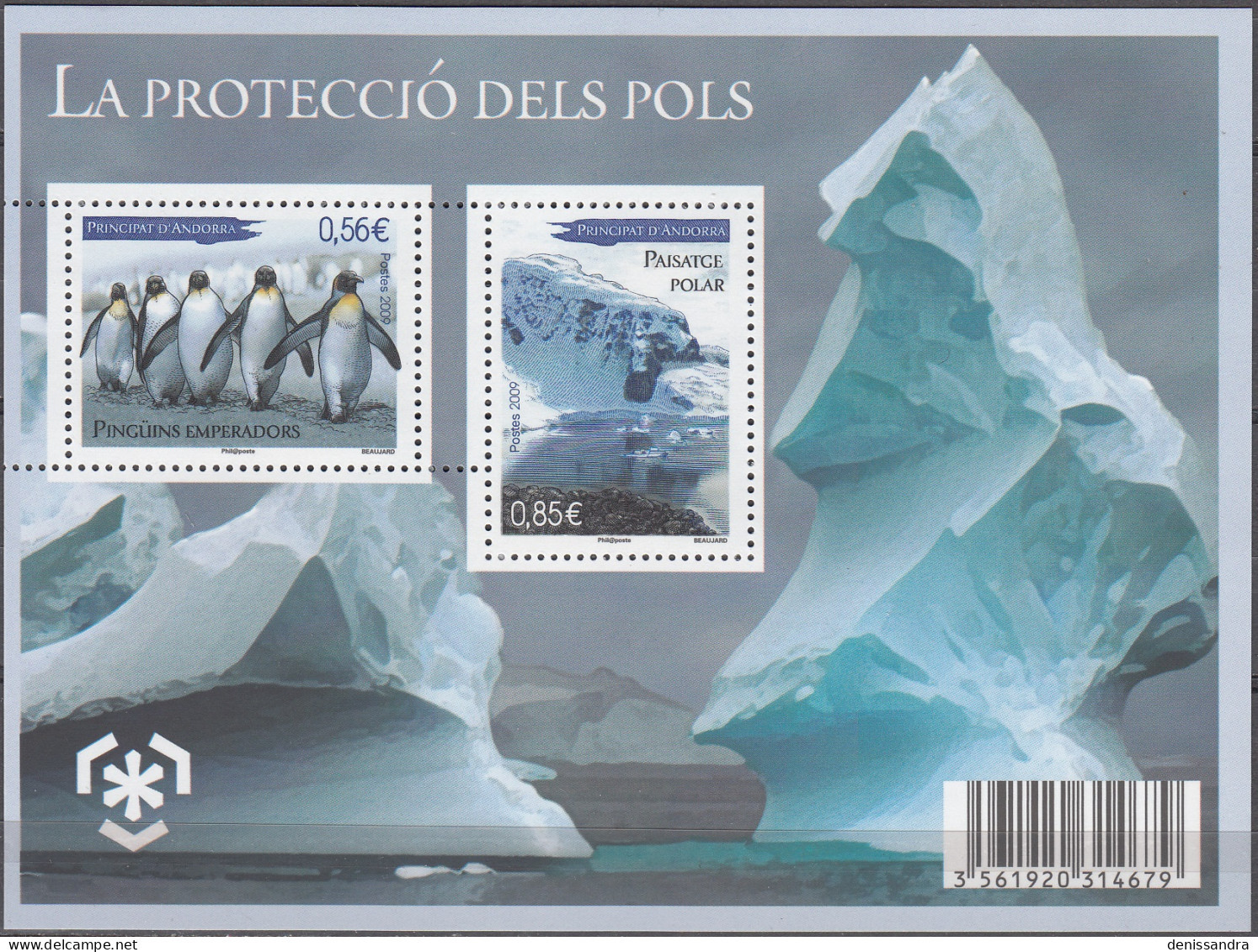 Andorre Français 2009 Yvert Bloc Feuillet 2 Neuf ** Cote (2017) 4.80 € Protection Des Zones Polaires - Hojas Bloque