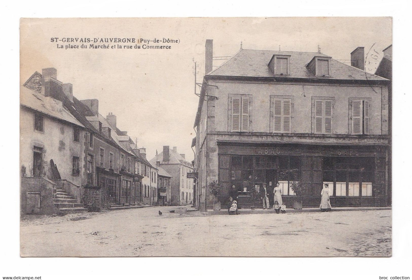 Saint-Gervais-d'Auvergne, La Place Du Marché Et La Rue Du Commerce, Café-tabac, éd. A. Michel - Saint Gervais D'Auvergne