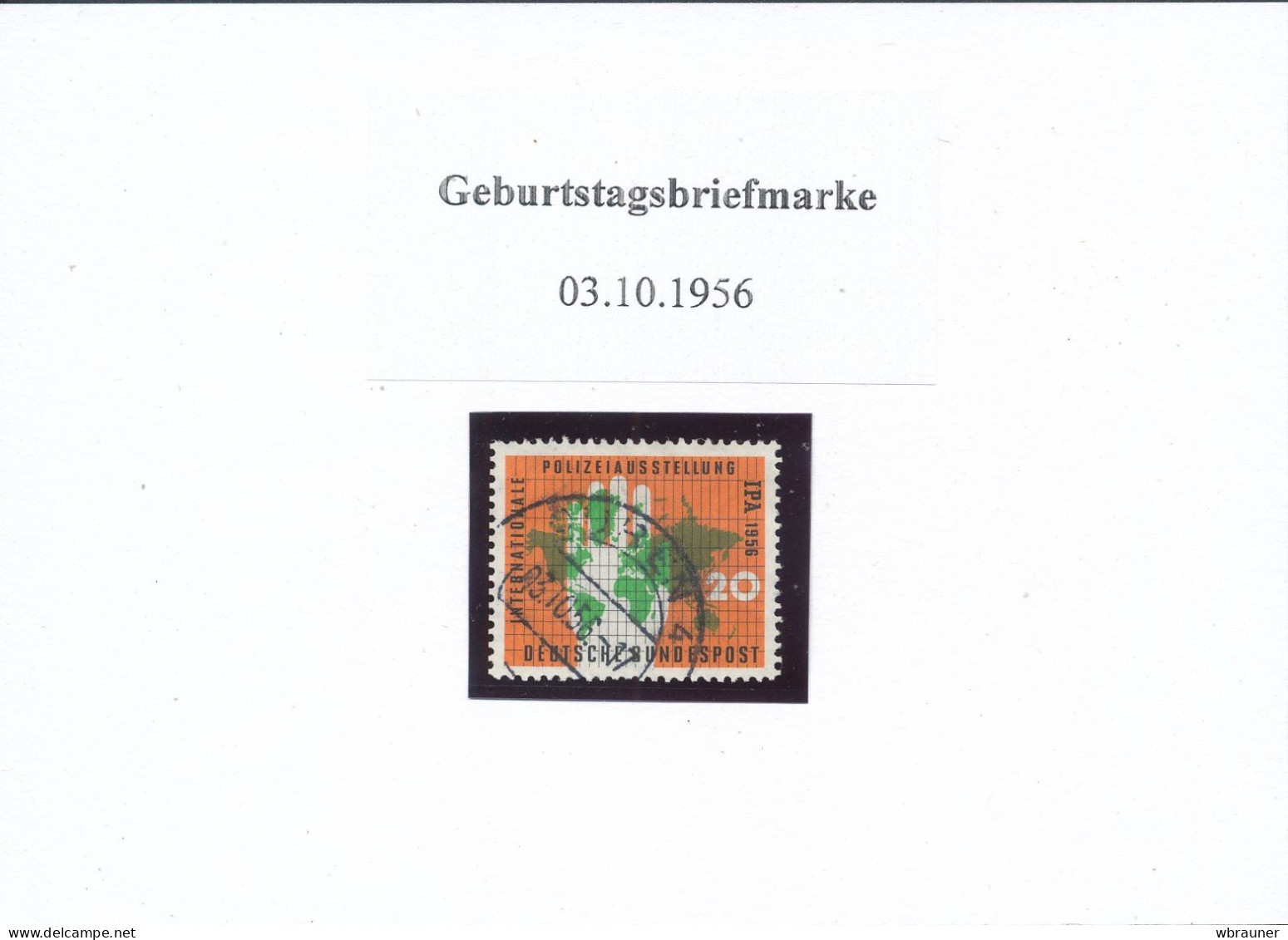 Bund 240 Gestempelt Stempeldatum 03.10.1956  Schöne Geburtsdatumsbriefmarke   Auch Zum Verschenken Geeignet - Gebraucht