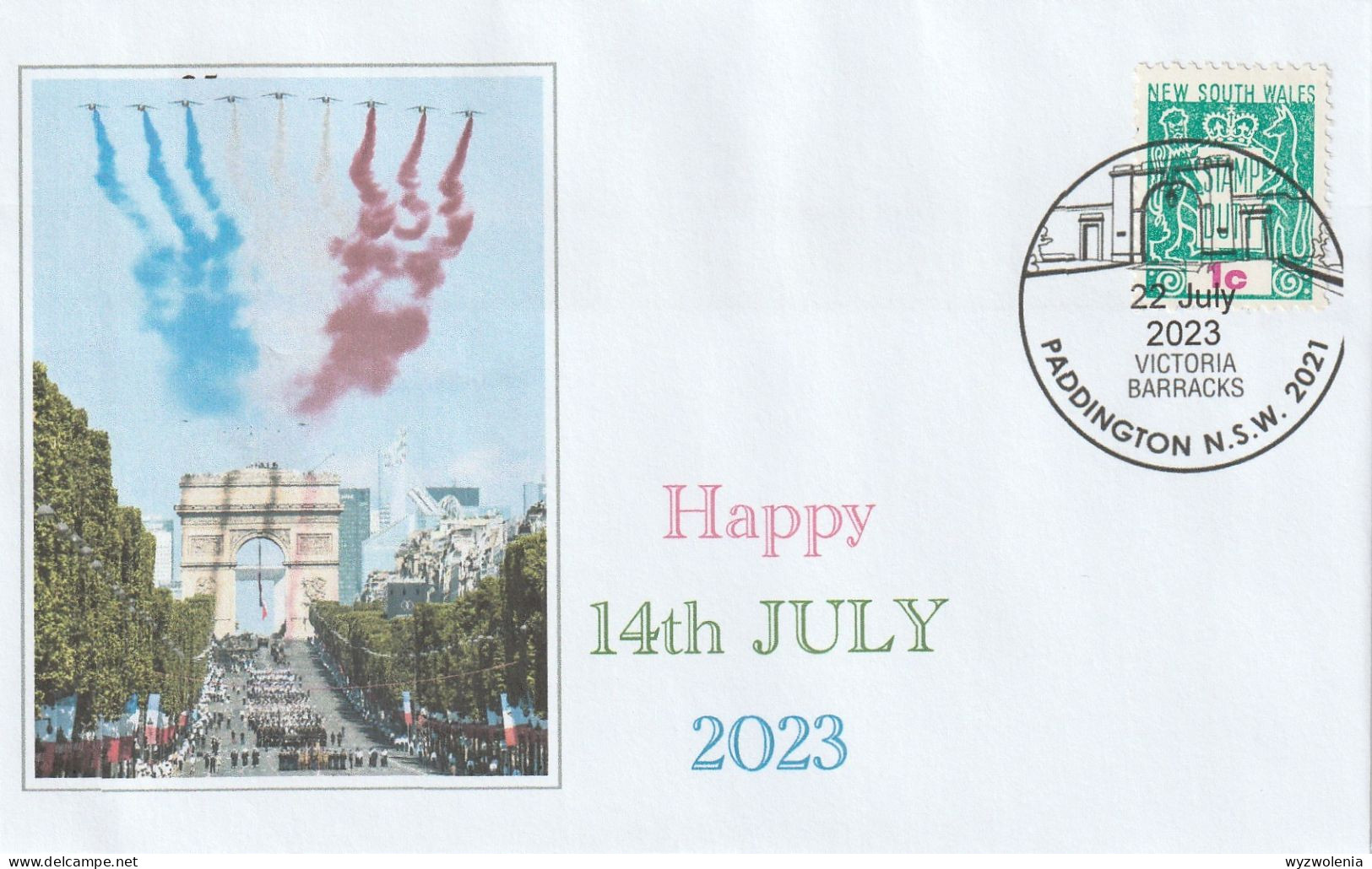 A 733) New South Wales Stamp Duty (Steuermarke), Paddington 22.7.2023, Französischer Nationalfeiertag - Cinderellas